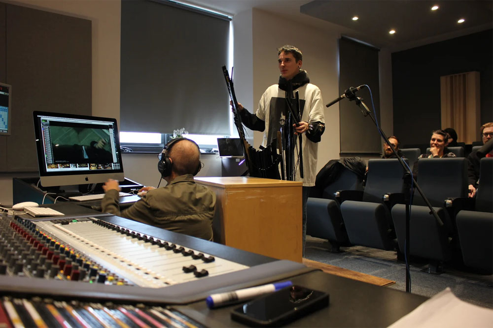 A Foley recording session in the Neve suite at dBs Plymouth