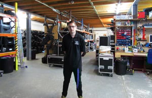 Jerome Attrill standing in the warehouse at JHAV