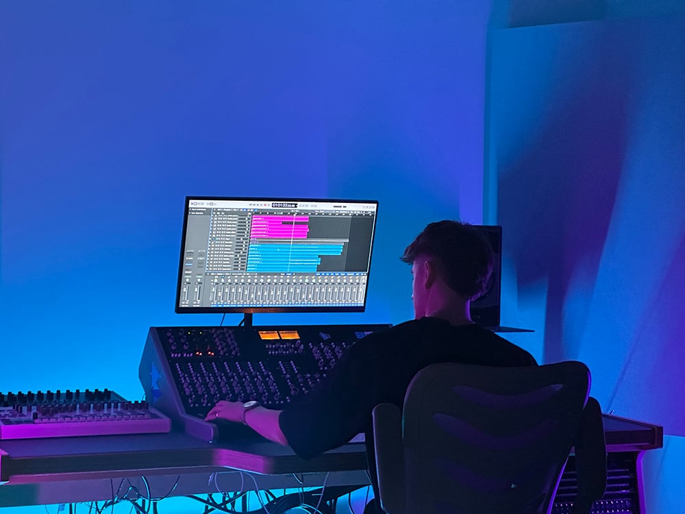 Alex Stagg in the Dolby Atmos suite at dBs Manchester