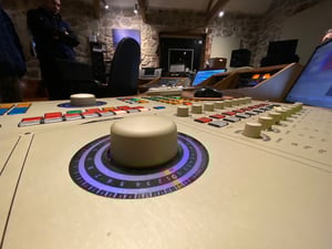 DJ decks in music studio