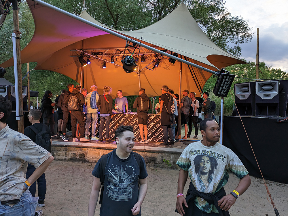 Harvey and Omar outside SuperBooth Stage