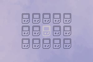 A custom graphic of handheld consoles with a single one highlighted in the middle