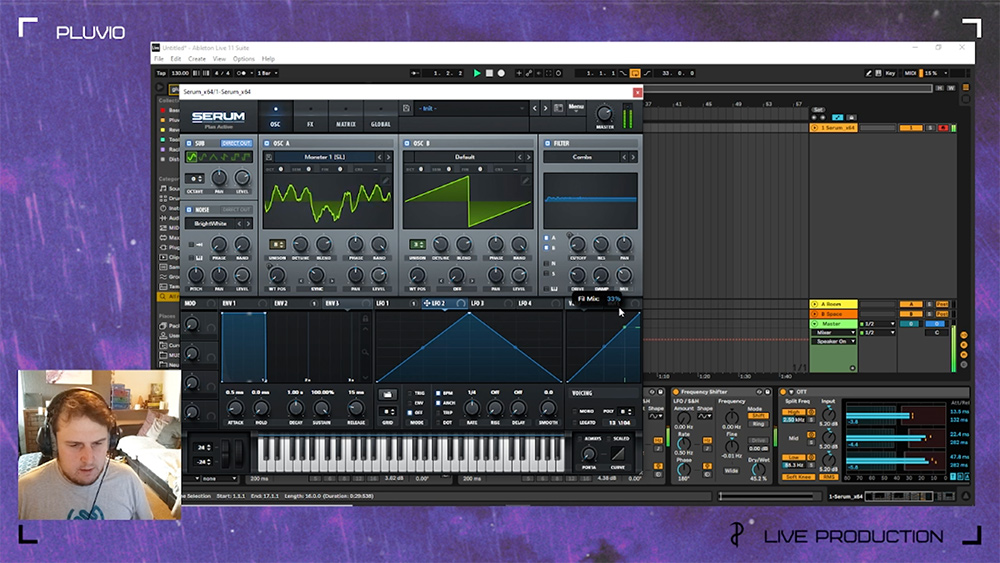 A screencap from one of Roos music production streams - How to grow an audience on Twitch with Rewan Leach AKA Pluvio