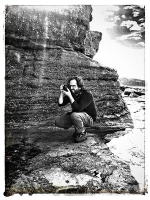 Eduardo on beach B&W