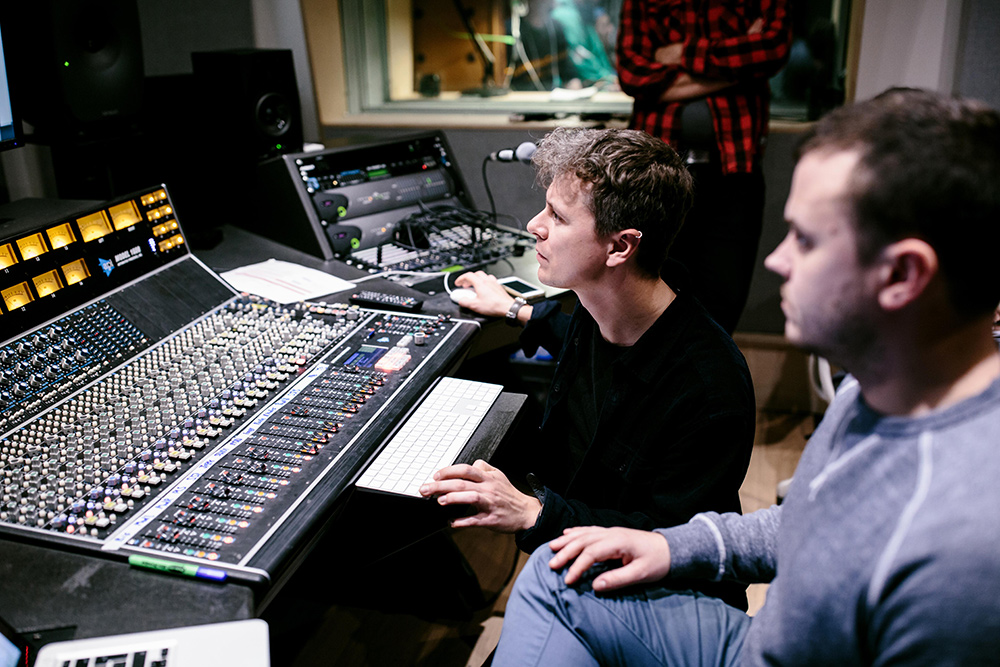 Jay overseeing the recording of In C in the studio 3