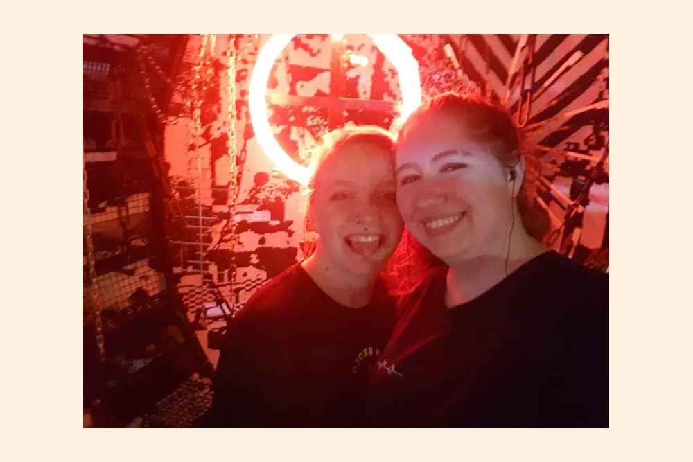 Skye and Hazel at Strange Brew for the dBs Freshers Party 2021