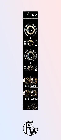 The front panel of the Dual Passive Attenuator module from Dan Legg (Fully Wired Electronics)