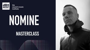 A black and white portrait picture of Nomine with the 'masterclass' title to his left