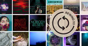 A collage of artwork from tracks released by the dBs Community in 2023