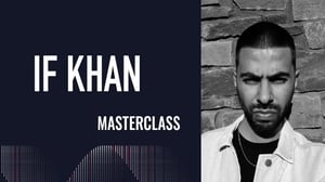 A black and white portrait of If Khan